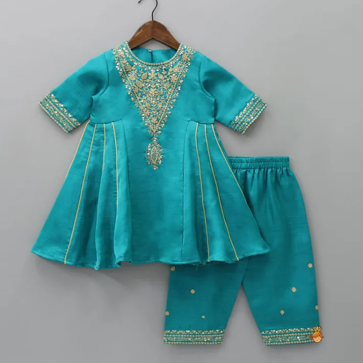 New Beautiful Sequins Work Kurti With Pant And Net Dupatta Ethnic Wear | Churidars & Salwars