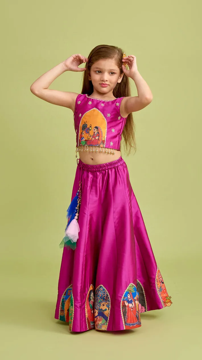 Discount Beautiful Traditional Applique Work Magenta Top And Lehenga Ethnic Wear | Lehengas & Ghagras