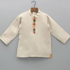 Fashion Beige Kurta And Embroidered Front Open Jacket With Pyjama BOY Indian Ethnic Wear | Ethnic Sets
