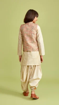 Hot Beige Kurta And Stylish Jacket With Dhoti BOY Indian Ethnic Wear | Ethnic Sets