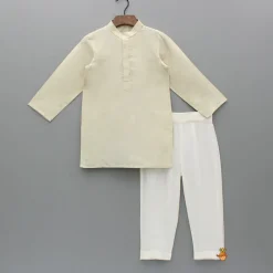 New Beige Kurta With Embroidered Jacket And Pant BOY Indian Ethnic Wear | Ethnic Sets