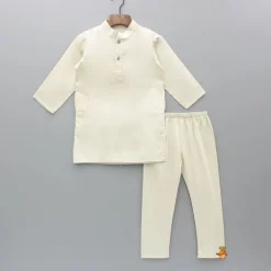 Outlet Beige Kurta With Multicolour Embroidered Jacket And Pyjama BOY Indian Ethnic Wear | Ethnic Sets