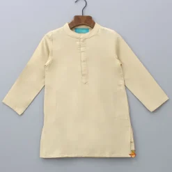 Clearance Beige Kurta With Printed Jacket And Pyjama BOY Indian Ethnic Wear | Ethnic Sets