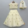 New Beige Shimmery Sequin Embroidered Top With Flared Lehenga And Matching Dupatta Ethnic Wear | Lehengas & Ghagras