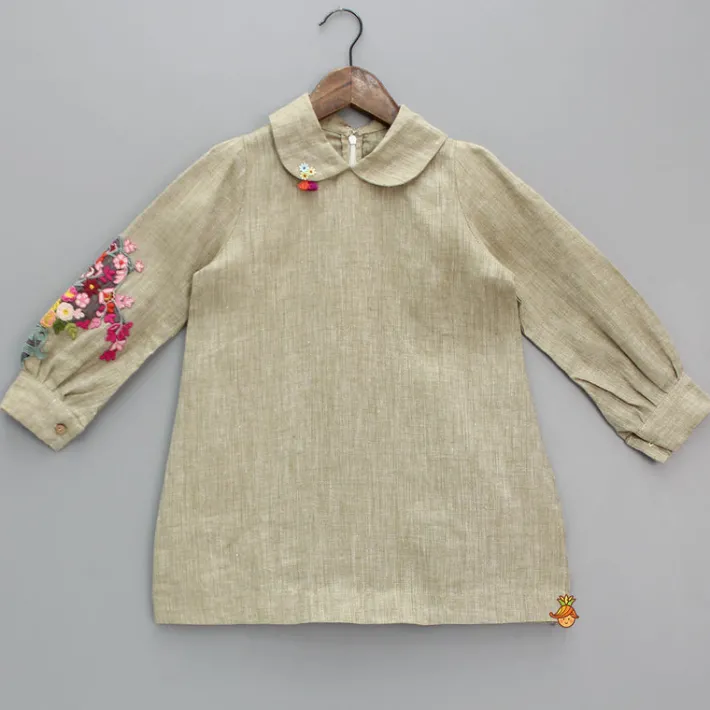 Clearance Beige Stylish Kurti With Detachable Embroidered Top Ethnic Wear | Kurtis & Jumpsuits