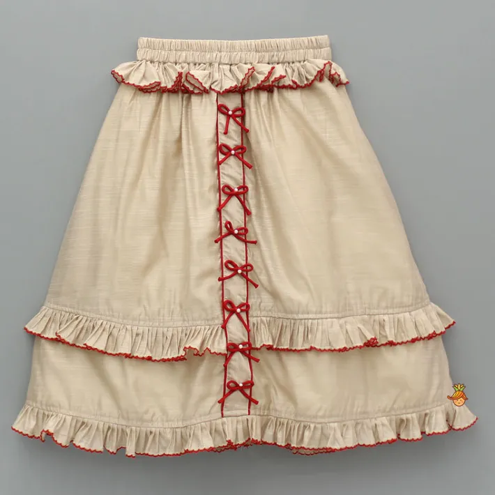 Outlet Biege Ruffled Detailed Top And Lehenga Ethnic Wear | Lehengas & Ghagras