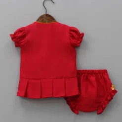 Best Bird Embroidered Red Top And Bloomer Baby Essentials | Infant Clothing