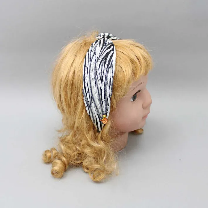 Clearance Black And White Embroidered Knot Detail Hair Band Hair Accessories | Hair Bands