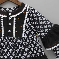 Fashion Black And White Layered Sleeves Kurti Twinning Sets | Ethnic Wear