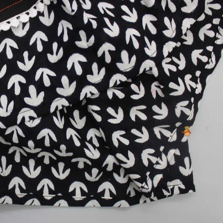 Fashion Black And White Layered Sleeves Kurti Twinning Sets | Ethnic Wear