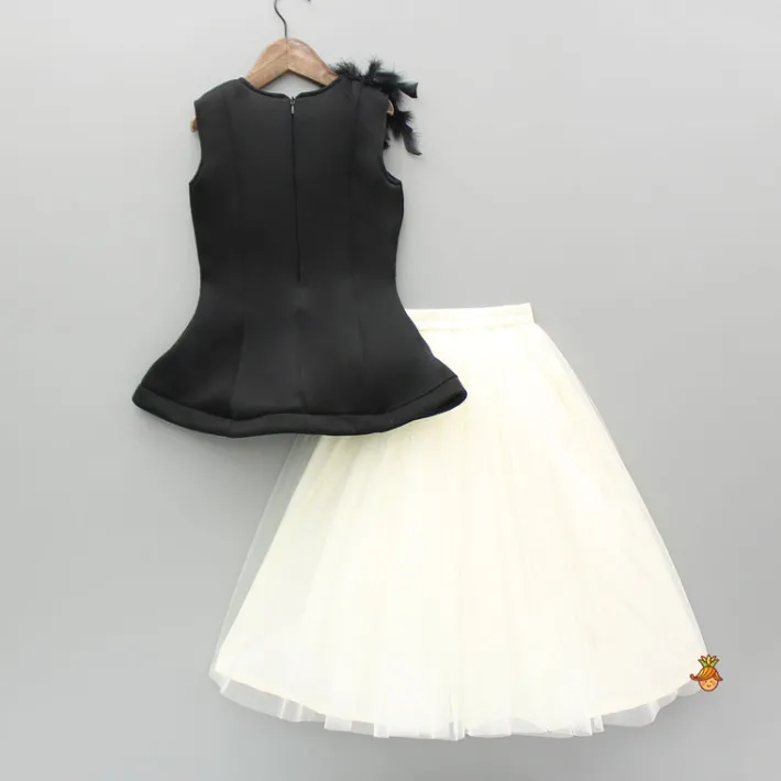 Outlet Black Artificial Flowers Embellished Top And Lehenga Ethnic Wear | Lehengas & Ghagras
