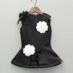 Outlet Black Artificial Flowers Embellished Top And Lehenga Ethnic Wear | Lehengas & Ghagras