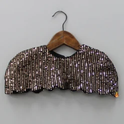 Fashion Black Crop Top With Sequined Scalloped Cape And Dhoti Style Skirt Ethnic Wear | Dhotis & Patialas