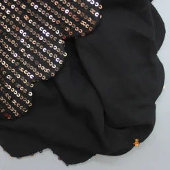 Fashion Black Crop Top With Sequined Scalloped Cape And Dhoti Style Skirt Ethnic Wear | Dhotis & Patialas