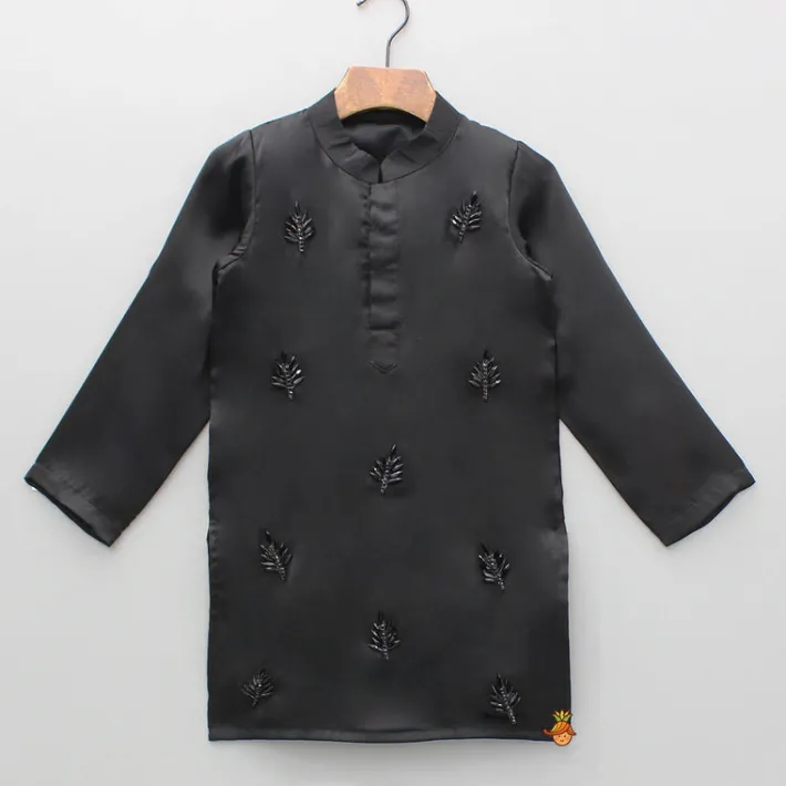 Clearance Black Embellished Kurta And Pant BOY Indian Ethnic Wear | Ethnic Sets