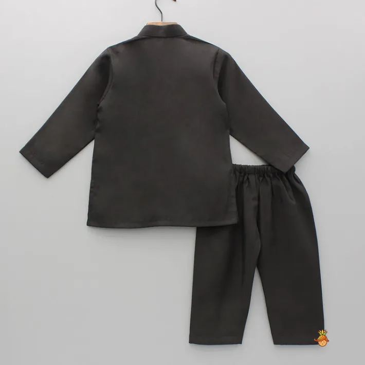 Discount Black Embroidered Kurta And Pyjama BOY Indian Ethnic Wear | Ethnic Sets
