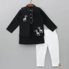 New Black Embroidered Kurta With Jacket And Pyjama BOY Indian Ethnic Wear | Ethnic Sets