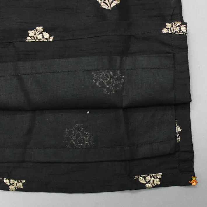 Discount Black Embroidered Kurta With Pyjama BOY Twinning Sets | Indian Ethnic Wear