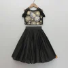 Outlet Black Embroidered Sleeveless Frill Top And Pleated Lehenga Ethnic Wear | Lehengas & Ghagras