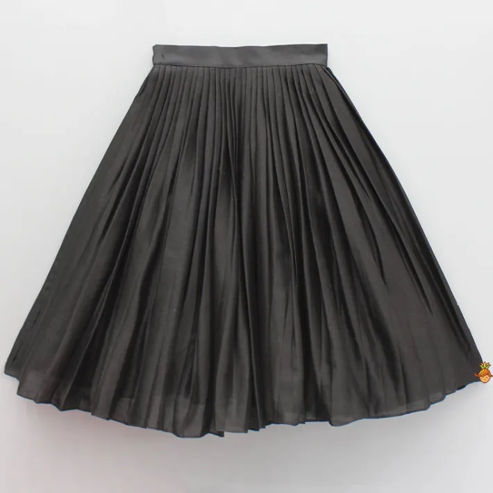 Outlet Black Embroidered Sleeveless Frill Top And Pleated Lehenga Ethnic Wear | Lehengas & Ghagras