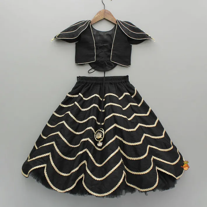 Sale Black Embroidered Top And Lehenga With Dupatta Ethnic Wear | Lehengas & Ghagras