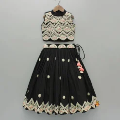 Hot Black Embroidered Top And Lehenga With Dupatta Ethnic Wear | Lehengas & Ghagras