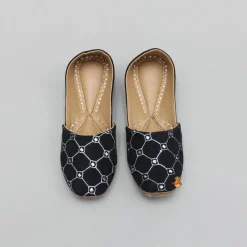 Discount Black Faux Mirror Embroidered Jutti BOY Shoes