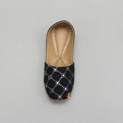 Discount Black Faux Mirror Embroidered Jutti BOY Shoes