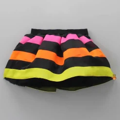 Hot Black Frilly Bow Top And Multi Colour Lace Applique Skirt With Matching Pearl Work Hair Band Dresses & Sets | Sets