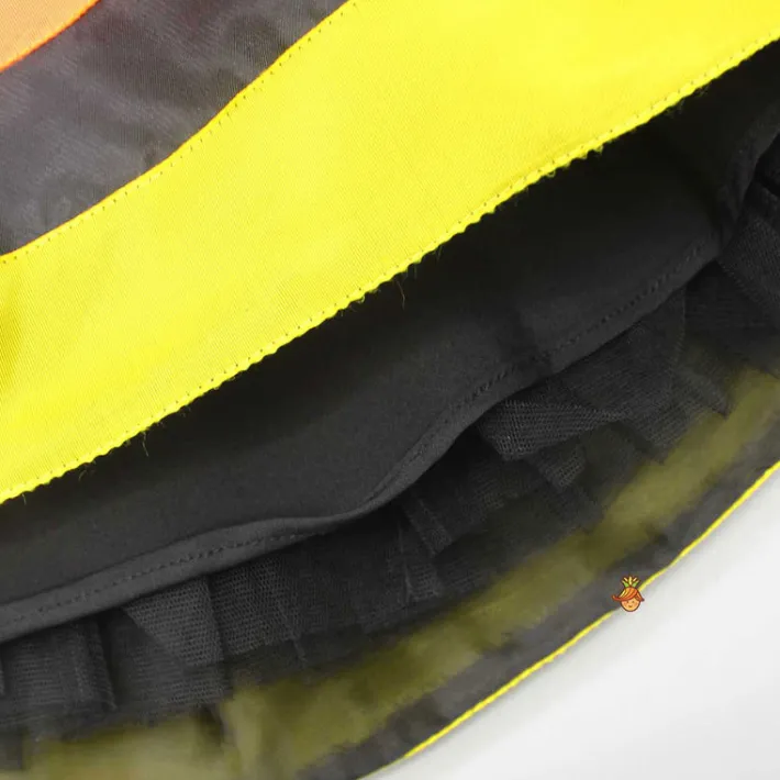 Hot Black Frilly Bow Top And Multi Colour Lace Applique Skirt With Matching Pearl Work Hair Band Dresses & Sets | Sets