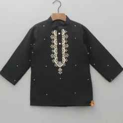 Fashion Black Hand Embroidered Kurta And Pyjama BOY Indian Ethnic Wear | Ethnic Sets