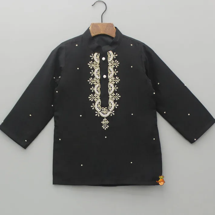 Fashion Black Hand Embroidered Kurta And Pyjama BOY Indian Ethnic Wear | Ethnic Sets