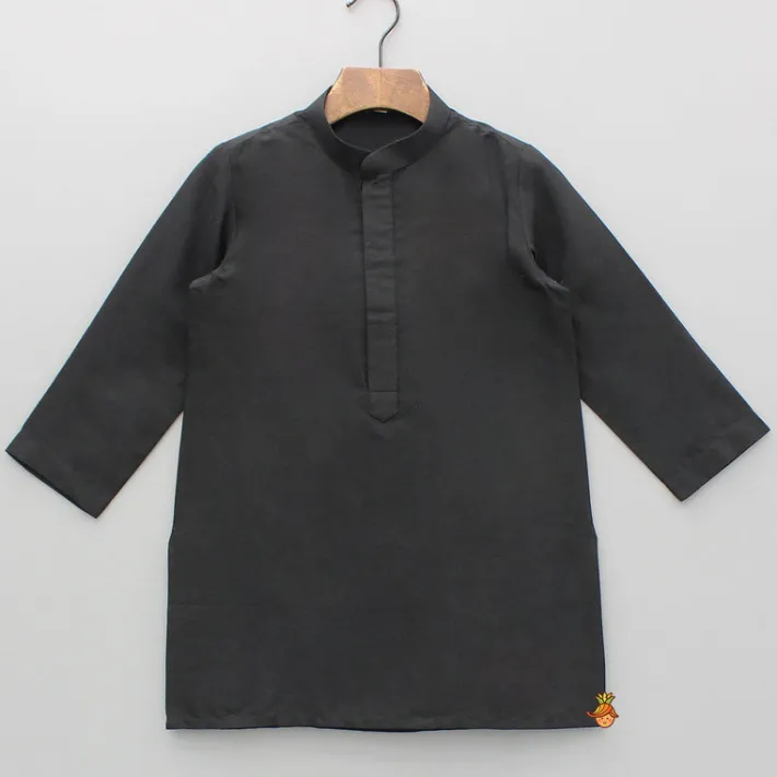 Hot Black Kurta And Printed Jacket With Pyjama BOY Indian Ethnic Wear | Ethnic Sets