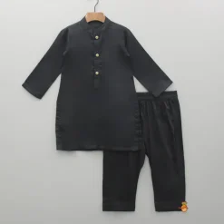 Best Black Kurta With Embroidered Jacket And Pyjama BOY Indian Ethnic Wear | Ethnic Sets