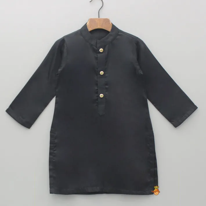 Best Black Kurta With Embroidered Jacket And Pyjama BOY Indian Ethnic Wear | Ethnic Sets