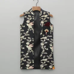 Best Black Kurta With Embroidered Jacket And Pyjama BOY Indian Ethnic Wear | Ethnic Sets