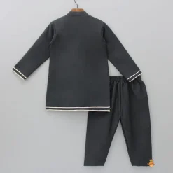 New Black Kurta With Multicolour Attached Flap And Pyjama BOY Twinning Sets | Indian Ethnic Wear