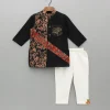 New Black Kurta With Printed Flap And Pyjama BOY Indian Ethnic Wear | Ethnic Sets