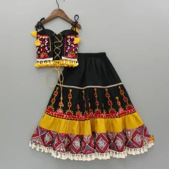 Clearance Black Multicolour Embroidered Strap Top And Lehenga Ethnic Wear | Lehengas & Ghagras