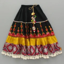 Clearance Black Multicolour Embroidered Strap Top And Lehenga Ethnic Wear | Lehengas & Ghagras