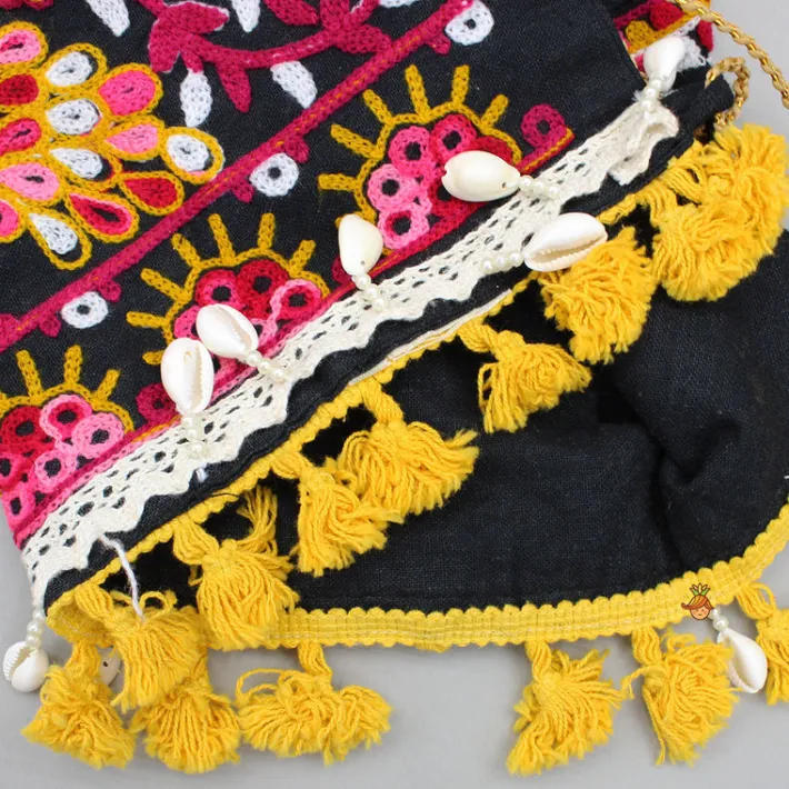 Clearance Black Multicolour Embroidered Strap Top And Lehenga Ethnic Wear | Lehengas & Ghagras