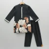 Fashion Black Printed Kurta And Pyjama BOY Twinning Sets | Indian Ethnic Wear