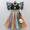 Fashion Black Top With Frilly Sleeves And Multicolored Lehenga Twinning Sets | Ethnic Wear