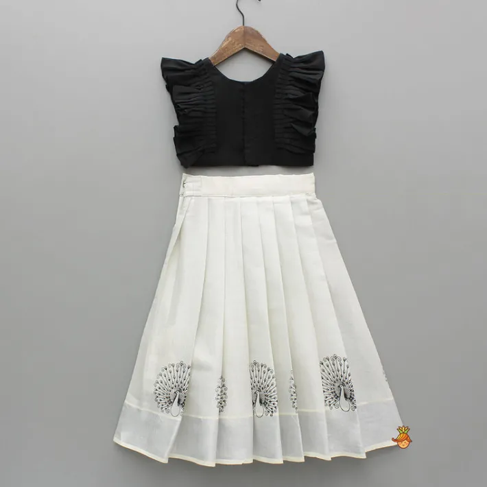 Online Black Top With Pleats Detailing And Pleated Lehenga Twinning Sets | Ethnic Wear