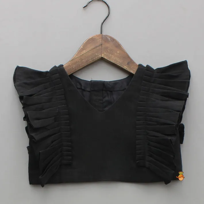 Online Black Top With Pleats Detailing And Pleated Lehenga Twinning Sets | Ethnic Wear