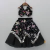 Outlet Black Velvet Embroidered Collar Neck Halter Top With Flap Embroidered Lehenga Ethnic Wear | Lehengas & Ghagras