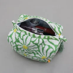 Best Block Printed Green Pouch Bags - Set Of 2 Bags