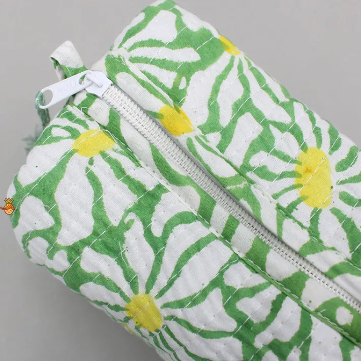 Best Block Printed Green Pouch Bags - Set Of 2 Bags