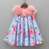Hot Blue And Pink Floral Printed Rose Flowers Adorned Dress Dresses & Sets | Dresses