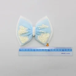 Discount Blue And White Net Dual Bowie Hair Clip Hair Accessories | Hair Clips